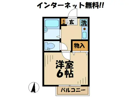 ジュネス1(1K/2階)の間取り写真