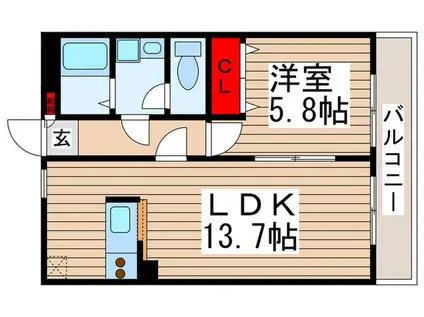 アムールエトワール(1LDK/2階)の間取り写真