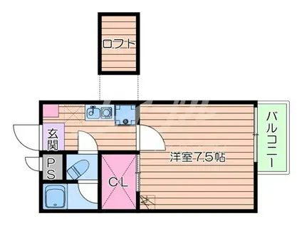 スプリング(1K/3階)の間取り写真