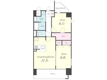 プリモパッソ 川口(2LDK/2階)の間取り写真