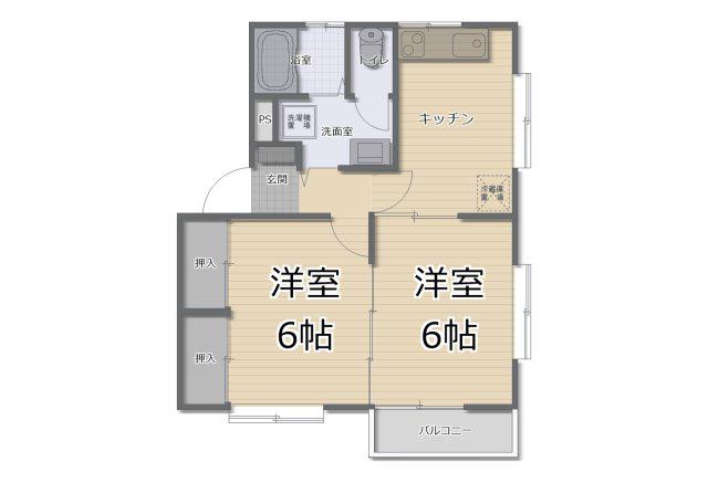 カーディナルBEAM(2DK/1階)の間取り写真
