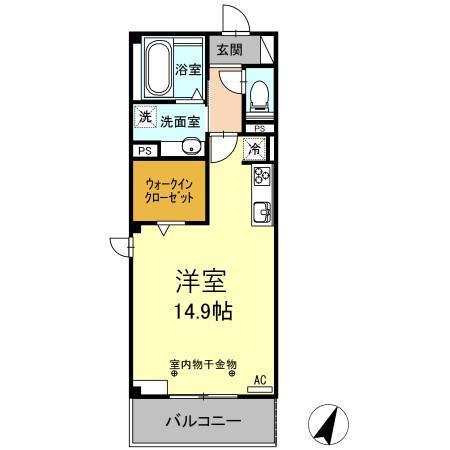 SKY・Eつげの木(ワンルーム/3階)の間取り写真