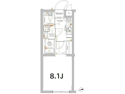 XEBEC経堂(1K/4階)の間取り写真