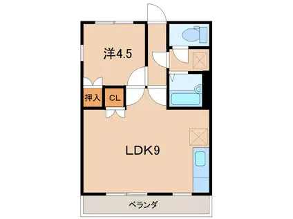 メゾンワカキIII(1LDK/4階)の間取り写真