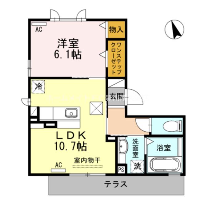 LA BELLEZZA A棟(1LDK/1階)の間取り写真