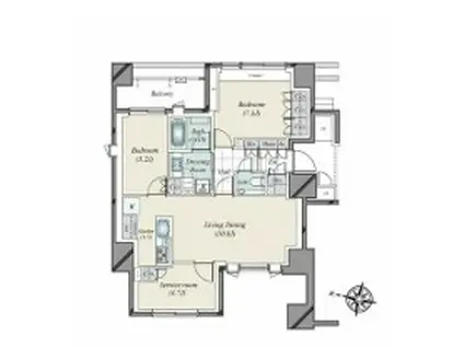 グランドメゾン白金高輪パークフロント(2SLDK/5階)の間取り写真