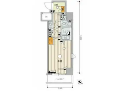 スカイコートルーベンス中目黒(1K/9階)の間取り写真