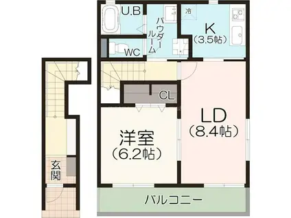 LANGE VERL(1LDK/2階)の間取り写真