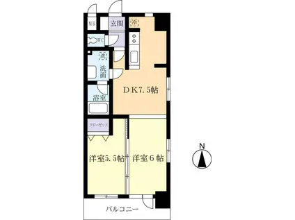 WILLDO桜川(2DK/9階)の間取り写真