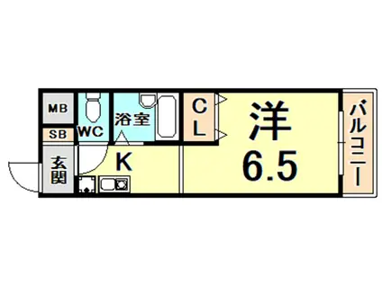 ハイツ北口(1K/4階)の間取り写真
