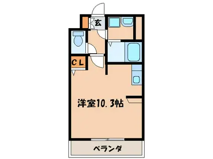クレアーレ大野城(ワンルーム/3階)の間取り写真