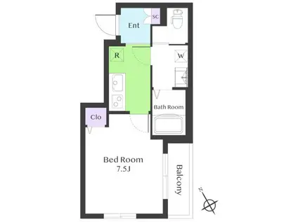 コンフォール馬込(1K/2階)の間取り写真