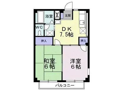 コーポさざんかI(2DK/2階)の間取り写真