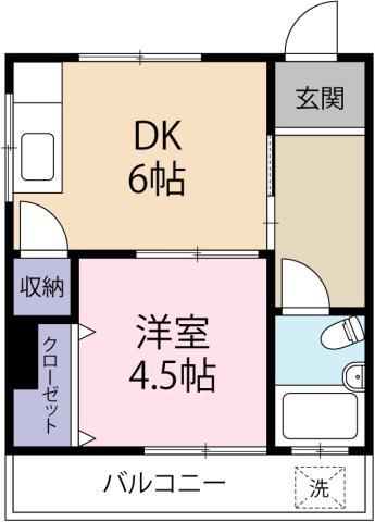 ことぶきマンション(1DK/2階)の間取り写真