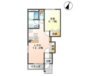 サン ガーデン B(1LDK/1階)の間取り写真