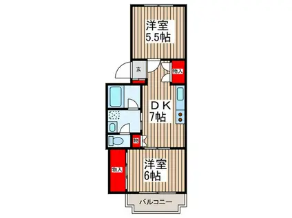 守屋ビル(2DK/2階)の間取り写真