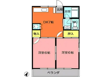堀之内ハイツ(2DK/2階)の間取り写真