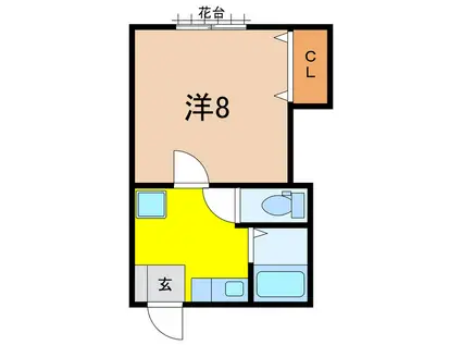 Wホープ米沢I(1K/1階)の間取り写真