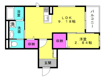 オーパス北在家(1LDK/2階)の間取り写真