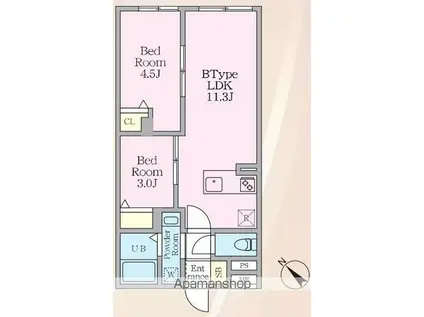 エルファーロ早稲田(2LDK/4階)の間取り写真