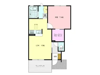 カーサベルデ1番館(1LDK/1階)の間取り写真