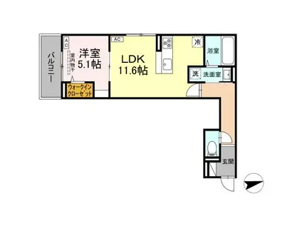 ディー パイナ エガワ 1(1LDK/2階)の間取り写真