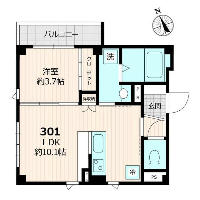 グランリュクス東大井(1LDK/3階)の間取り写真