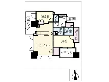 プラウドタワー名駅502 503(2LDK/5階)の間取り写真
