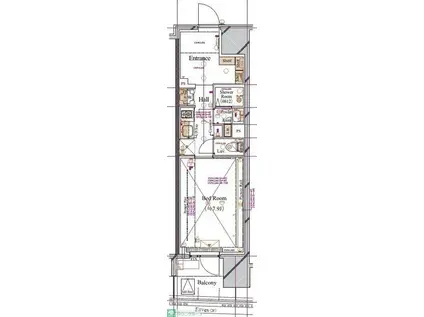 ブランシエスタ浅草蔵前(1K/3階)の間取り写真