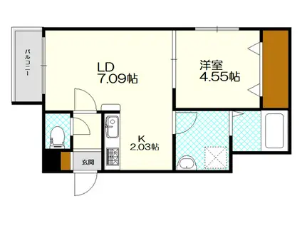 LAPIS BLAU厚別中央(1LDK/4階)の間取り写真