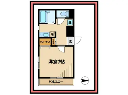 アパートメントレゴ(1K/1階)の間取り写真