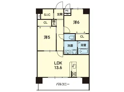 ライズ大津IV(2LDK/12階)の間取り写真