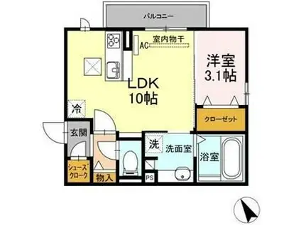 GRACE(1LDK/1階)の間取り写真