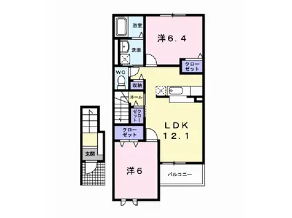 NゲートV(2LDK/2階)の間取り写真