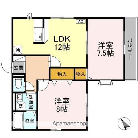 セジュール狩場(2LDK/2階)の間取り写真