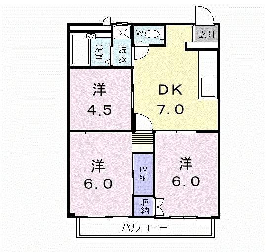 リバーハーフハイツ(3DK/2階)の間取り写真