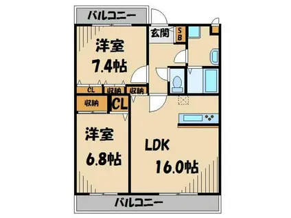 みそのガーデン(2LDK/2階)の間取り写真
