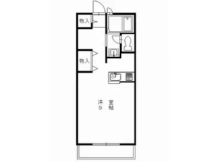 オーベルジュ元今泉(1K/2階)の間取り写真