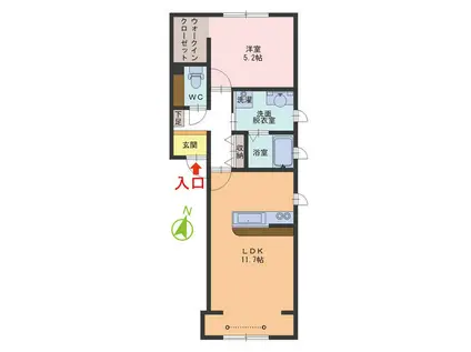 ルミエールさくら(1LDK/2階)の間取り写真