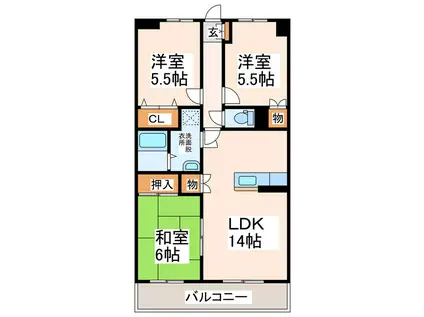 グランドリード(3LDK/5階)の間取り写真