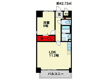 ピュアメゾン(1LDK/3階)の間取り写真