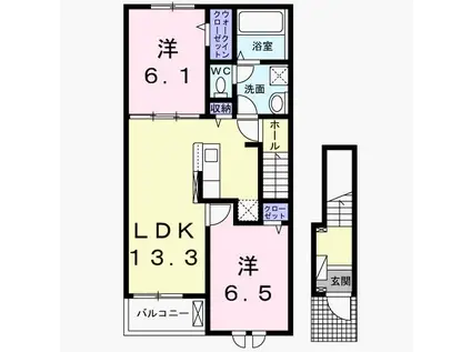 ルミ I(2LDK/2階)の間取り写真