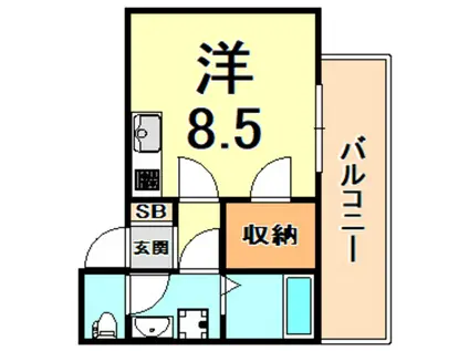 ノイヴェル道意町(ワンルーム/2階)の間取り写真
