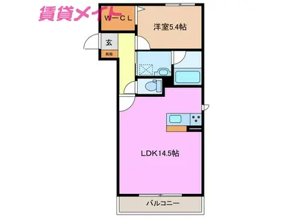 CIEL BLUE(1LDK/2階)の間取り写真