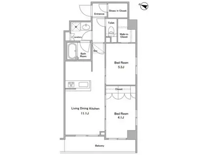 ケリア西馬込アジールコート(2LDK/3階)の間取り写真