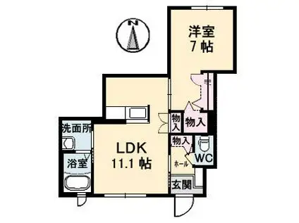 レジデンス広島駅東(1LDK/1階)の間取り写真