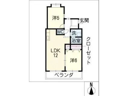 パラシオン萠(2LDK/3階)の間取り写真