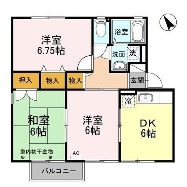 アスティオン(3DK/2階)の間取り写真