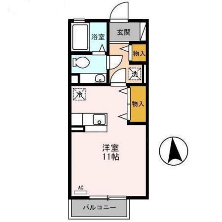 リビングタウン河辺(ワンルーム/2階)の間取り写真