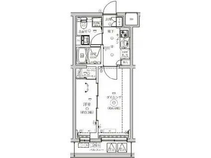 ベルシード野毛山公園(1DK/2階)の間取り写真